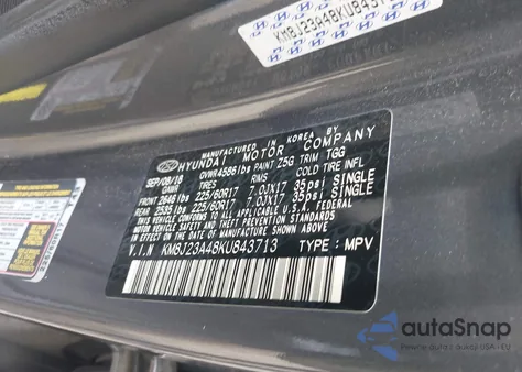 2019 Hyundai Tucson Se из США, поврежденный, VIN KM8J23A48KU843713